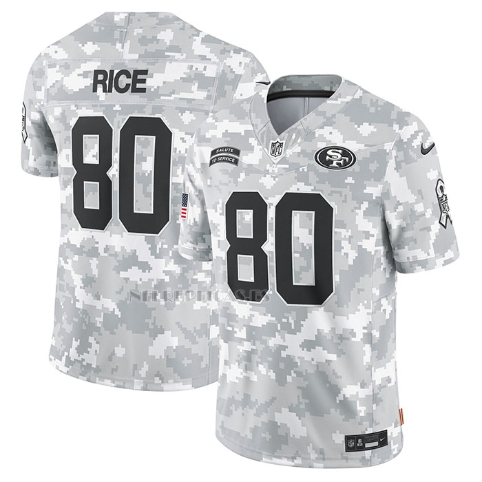 Camiseta NFL Limited San Francisco 49ers Jerry Rice 2024 Salute To Service Retired Gris